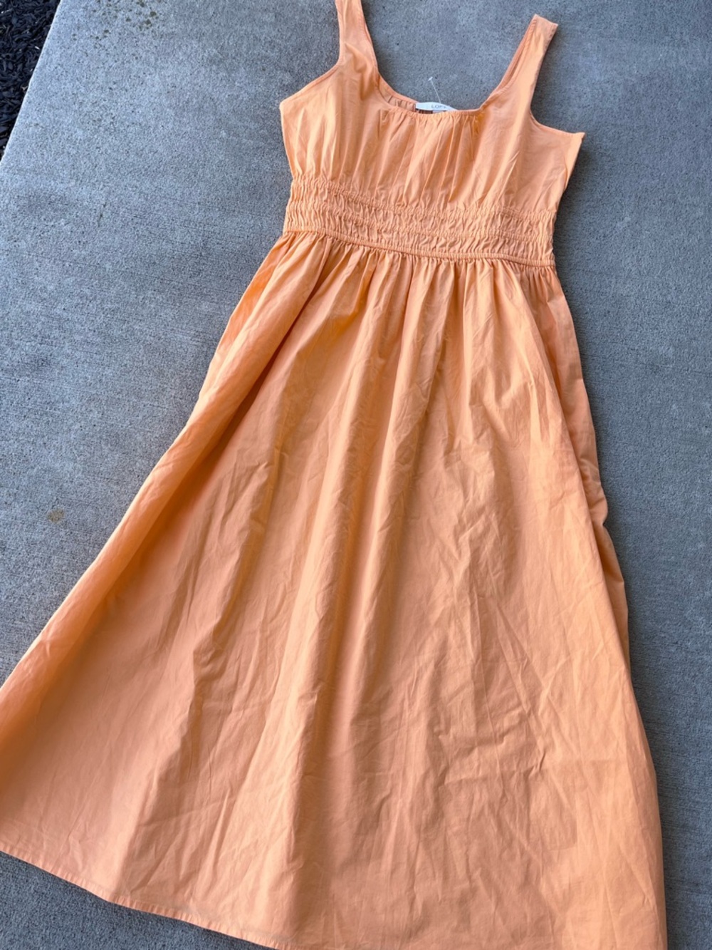 Loft smocked tank midi dress tangerine orange NWOT - Picture 3 of 7
